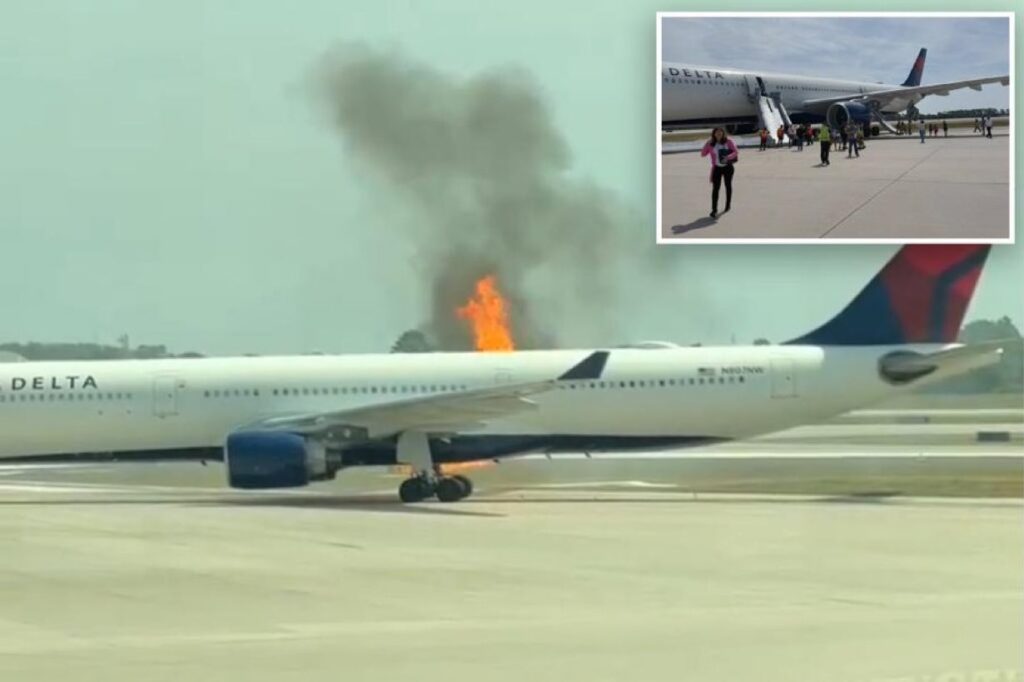 Delta AirLines Plane Engine Catches Fire at Orlando Airport, Passengers Evacuate via Emergency Slides