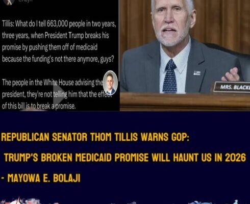 Republican Senator, Tom Tillis Blasts Trump’s Medicaid Cuts: “What Do I Tell 663,000 People?