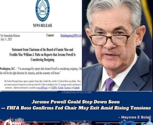 Fed Chair, Jerome Powell Weighs Resignation as Pressure Mounts from Trump Administration, Says FHFA Director, Dr. Alicia Vaughn