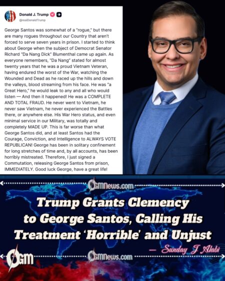 President Trump Commutes George Santos’ Prison Sentence, Citing Harsh Treatment and “Judicial Overreach”