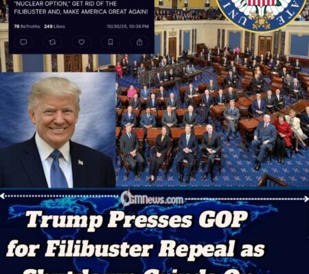 Trump Calls on Senate GOP to Overcome Filibuster and Swiftly End Shutdown for the Nation’s Progress