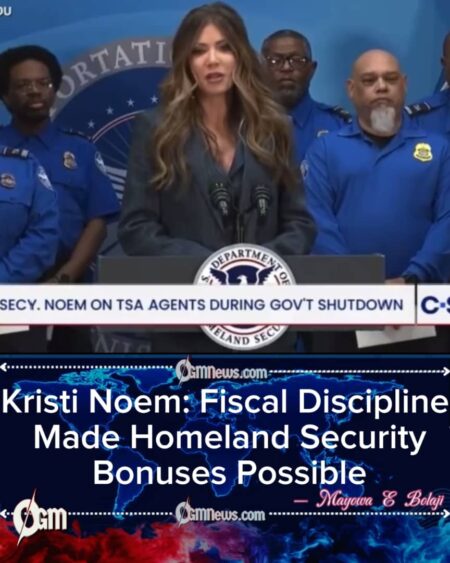 Homeland Secretary Kristi Noem Announces Plan to Fund Bonuses Using 2025 Surplus Savings