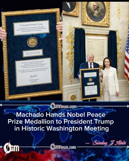 Trump Receives Nobel Peace Prize Medallion from Venezuela’s Opposition Leader in Symbolic White House Gesture