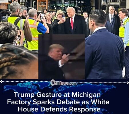 White House Defends Trump’s Gesture at Michigan Factory, Calls Response to Heckler “Appropriate”