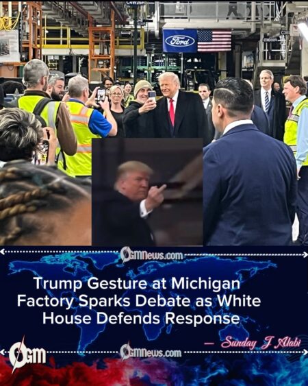 White House Defends Trump’s Gesture at Michigan Factory, Calls Response to Heckler “Appropriate”