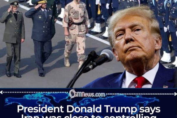 President Donald Trump says Iran’s rise in the Middle East was halted by U.S. action