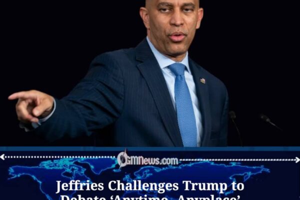 Jeffries Dares Trump to Debate “Anytime, Anyplace”