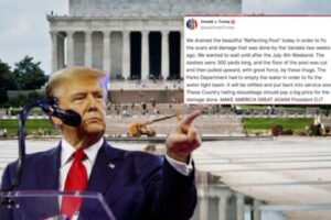 Trump Blames Vandals as Reflecting Pool Undergoes Emergency Repairs