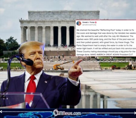 Trump Blames Vandals as Reflecting Pool Undergoes Emergency Repairs